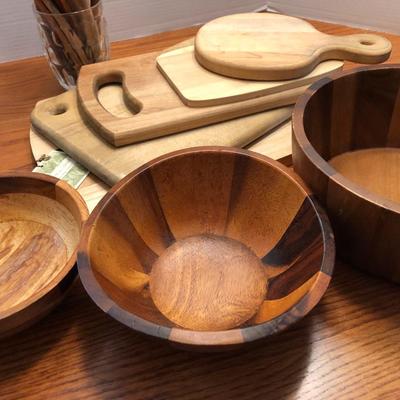 Wooden Kitchen Utensils, Bowls & Cutting Boards -Lot 440