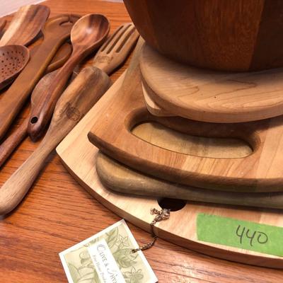 Wooden Kitchen Utensils, Bowls & Cutting Boards -Lot 440