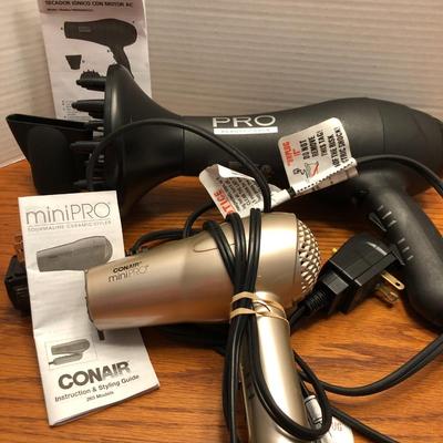 CONAIR Mini Pro Tourmaline Ceramic Styler & PRO Beauty Tools IONIC AC Motor Dryer w/ Attachments TESTED -Lot 449