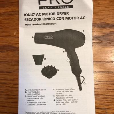 CONAIR Mini Pro Tourmaline Ceramic Styler & PRO Beauty Tools IONIC AC Motor Dryer w/ Attachments TESTED -Lot 449