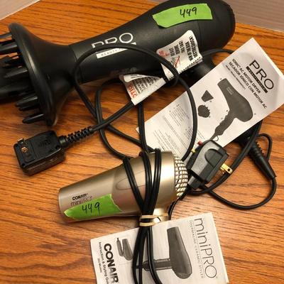 CONAIR Mini Pro Tourmaline Ceramic Styler & PRO Beauty Tools IONIC AC Motor Dryer w/ Attachments TESTED -Lot 449