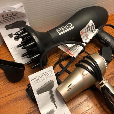 CONAIR Mini Pro Tourmaline Ceramic Styler & PRO Beauty Tools IONIC AC Motor Dryer w/ Attachments TESTED -Lot 449