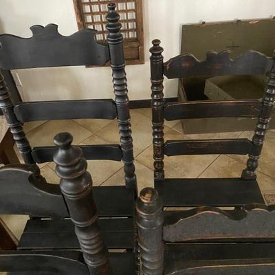 Set of 4 Wooden Vintage Look Rustic Chairs