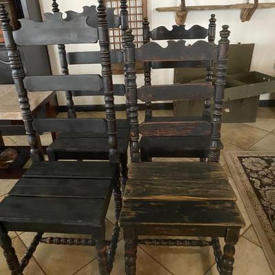 Set of 4 Wooden Vintage Look Rustic Chairs