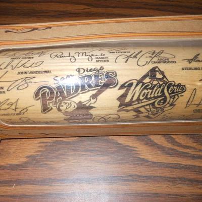 SAN DIEGO PADRES WORLD SERIES 1998 CARVED AUTOGRAPHED BASEBALL BAT