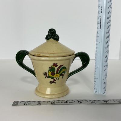 -81- DISHES | Rooster Metlox Poppytrail California Pottery | Lidded Teapot & Sugar