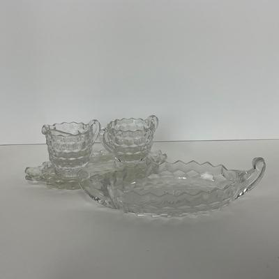 -82- GLASSWARE | American Fostoria Glass Co. | Creamer, Sugar, & Dishes