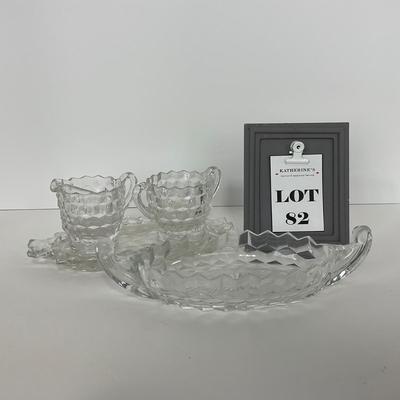 -82- GLASSWARE | American Fostoria Glass Co. | Creamer, Sugar, & Dishes