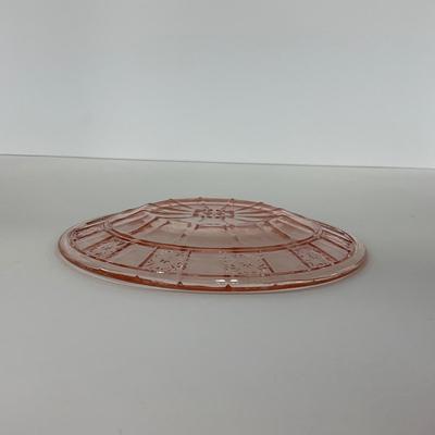-84- GLASSWARE | Doric Jeanette Glass Co. | Pink Depression Footed Cake Plate, Small Plates, & Sherbet