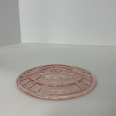 -84- GLASSWARE | Doric Jeanette Glass Co. | Pink Depression Footed Cake Plate, Small Plates, & Sherbet