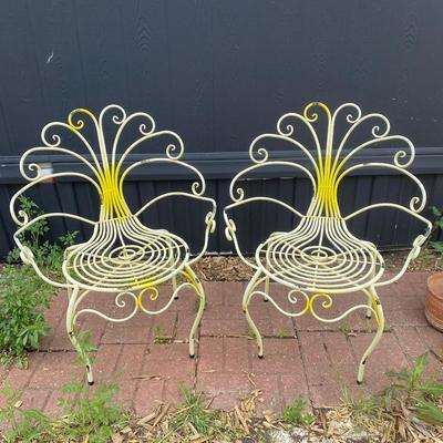 Vintage Look Pair of Iron Chairs