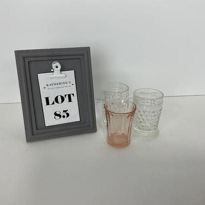 -85- GLASSWARE | Clear Glass Hobnail Shot Glasses | Pink Depression Shot Glass