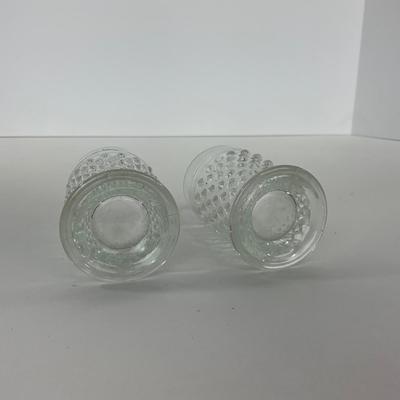 -85- GLASSWARE | Clear Glass Hobnail Shot Glasses | Pink Depression Shot Glass
