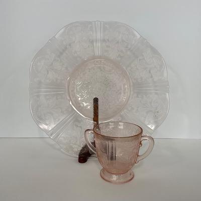-88- American Sweetheart Macbeth Evans Glass Co. | Platter & Sugar Dish