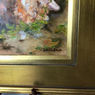 442 â€œDust Bathâ€ Rooster Oil Painting by Jane Washburn