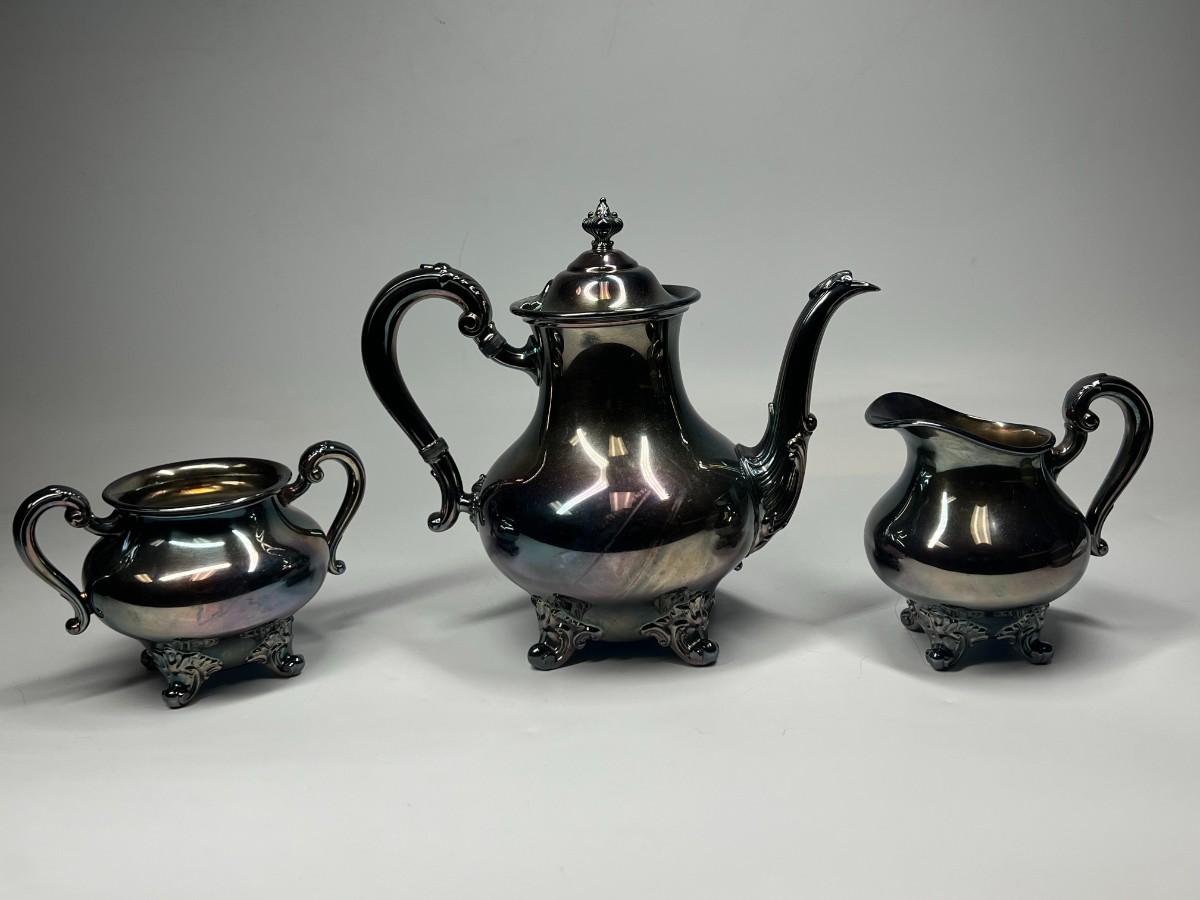 Vintage Reed & Barton 5600 Regent Silverplate Teapot, Creamer, Sugar