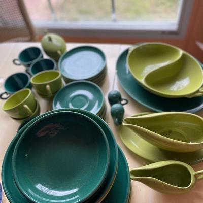 MCM emerald and chartreuse poppy trail tableware
