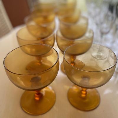 MCM amber stemware