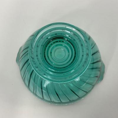 -89- GLASSWARE | Swirl Jeanette Glass Co. | Ultra Marine Two Handled Bowl