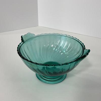 -89- GLASSWARE | Swirl Jeanette Glass Co. | Ultra Marine Two Handled Bowl
