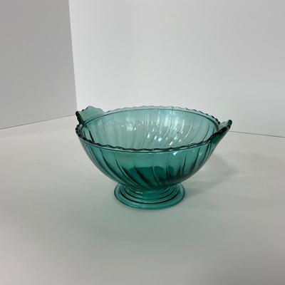 -89- GLASSWARE | Swirl Jeanette Glass Co. | Ultra Marine Two Handled Bowl