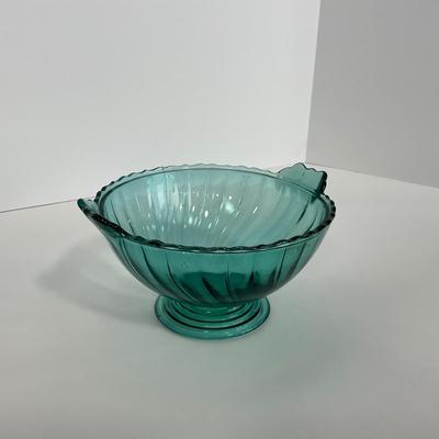 -89- GLASSWARE | Swirl Jeanette Glass Co. | Ultra Marine Two Handled Bowl