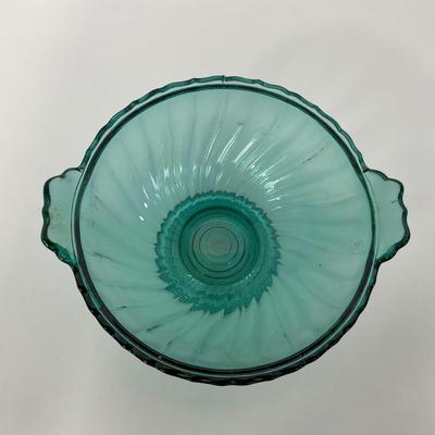 -89- GLASSWARE | Swirl Jeanette Glass Co. | Ultra Marine Two Handled Bowl