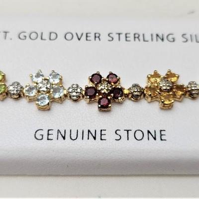 Lot #52  18kt Gold over Sterling Silver Gemstone Bracelet