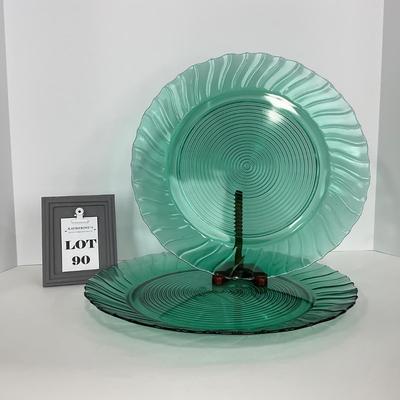 -90- GLASSWARE | Swirl Jeanette Glass Co. | Ultra Marine Platters