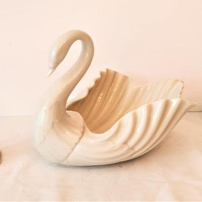 Lot #53  Pair LENOX Candlesticks plus Swan Figurine
