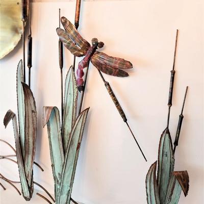Lot #54  Rare Mid Century Ron Bertocchi Fire Painted Copper Egret/Dragonfly wall set