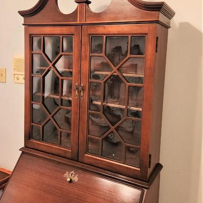 Lot #57  Classic Mahogany Finish Secretary - working lock/key