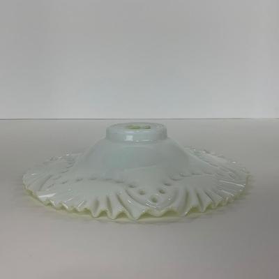 -91- GLASSWARE | Opalescent Milk Glass Ornate Shallow Bowl