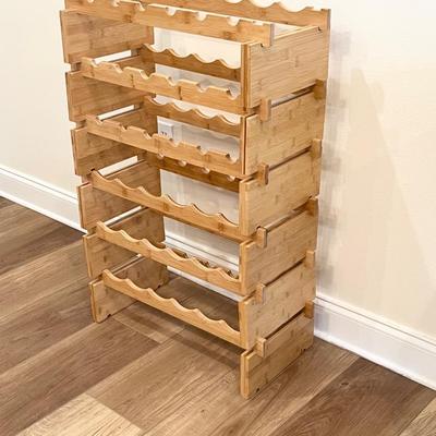 Two (2) - Piece Stackable Wooden Wine Rack