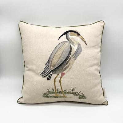 THE ROYAL STANDARD ~ Embroidered Linen Heron Pillow