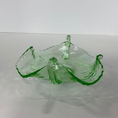 -93- URANIUM | Etched Strawberry Shallow Dish With Handles