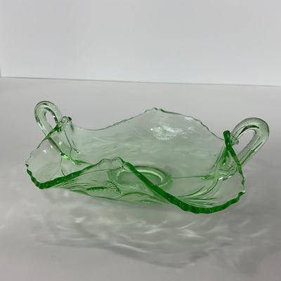 -93- URANIUM | Etched Strawberry Shallow Dish With Handles