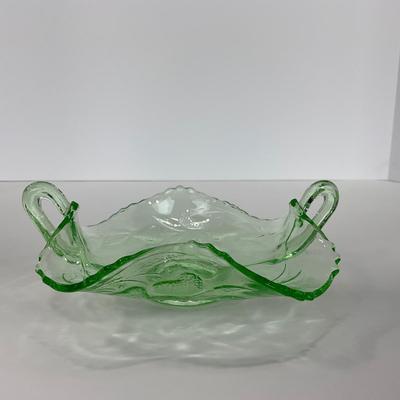-93- URANIUM | Etched Strawberry Shallow Dish With Handles