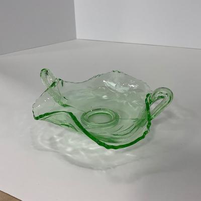 -93- URANIUM | Etched Strawberry Shallow Dish With Handles