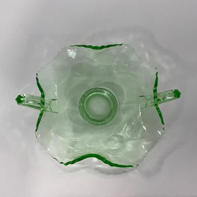 -93- URANIUM | Etched Strawberry Shallow Dish With Handles