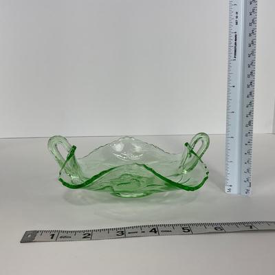 -93- URANIUM | Etched Strawberry Shallow Dish With Handles