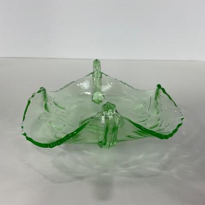 -93- URANIUM | Etched Strawberry Shallow Dish With Handles