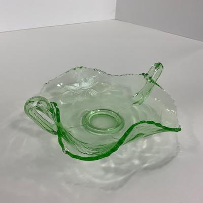 -93- URANIUM | Etched Strawberry Shallow Dish With Handles