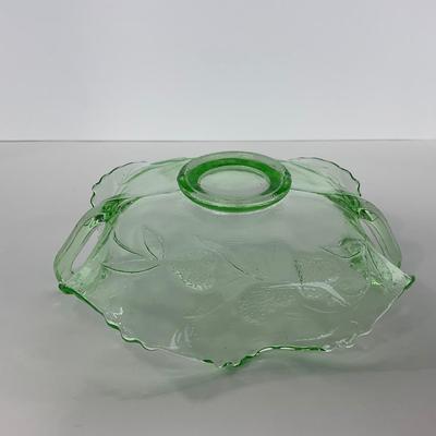 -93- URANIUM | Etched Strawberry Shallow Dish With Handles
