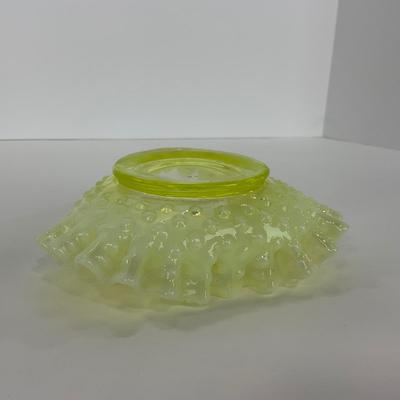 -94- URANIUM | Opalescent Yellow Hobnail Dish
