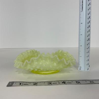 -94- URANIUM | Opalescent Yellow Hobnail Dish