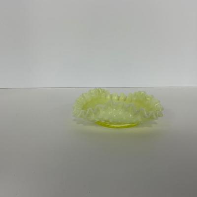 -94- URANIUM | Opalescent Yellow Hobnail Dish