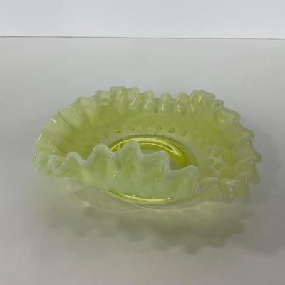 -94- URANIUM | Opalescent Yellow Hobnail Dish