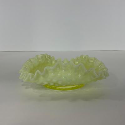 -94- URANIUM | Opalescent Yellow Hobnail Dish