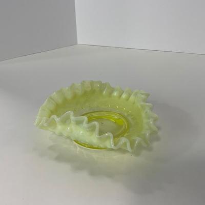 -94- URANIUM | Opalescent Yellow Hobnail Dish